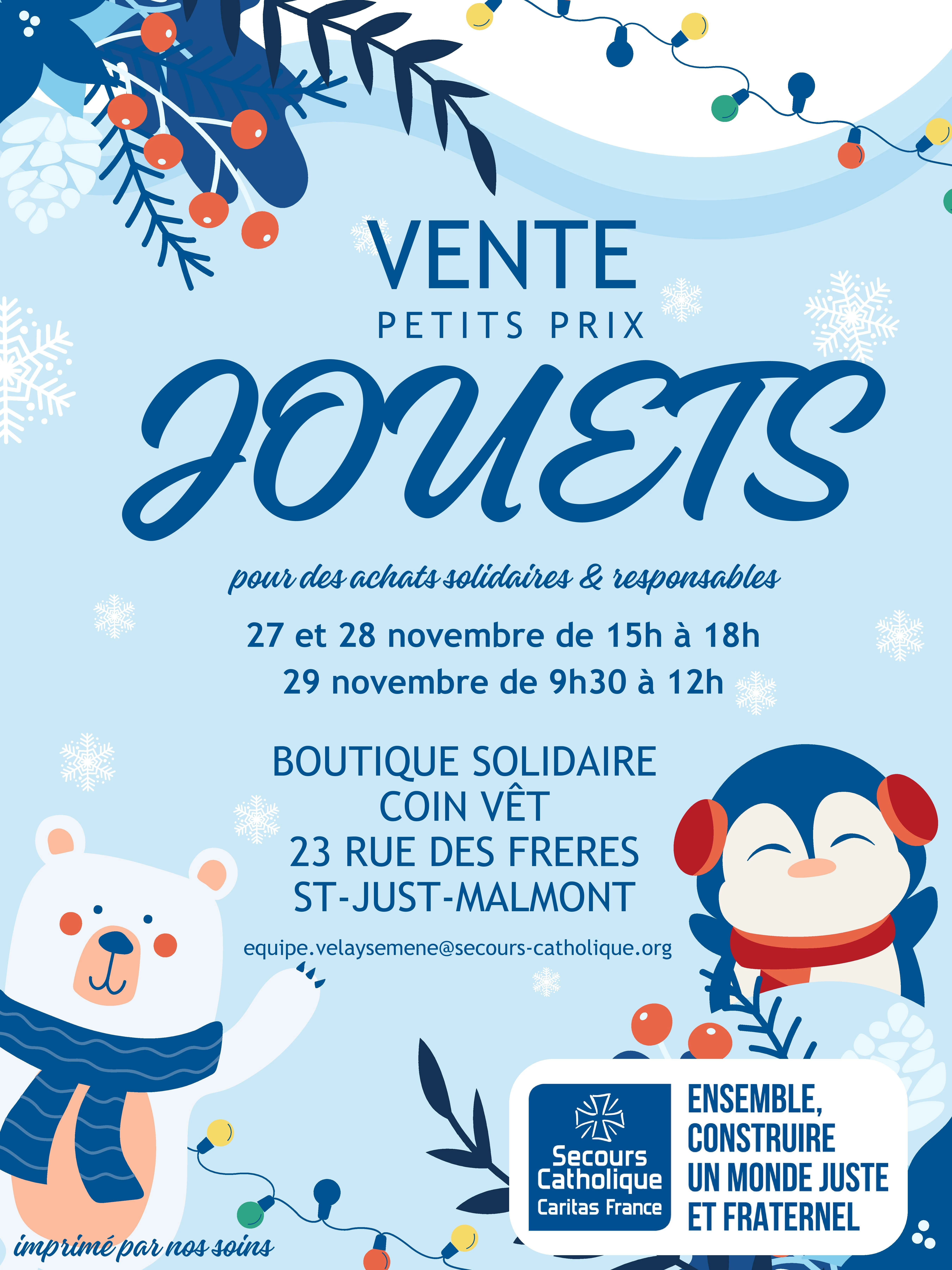 Vente de jouets et puériculture de la boutique solidaire