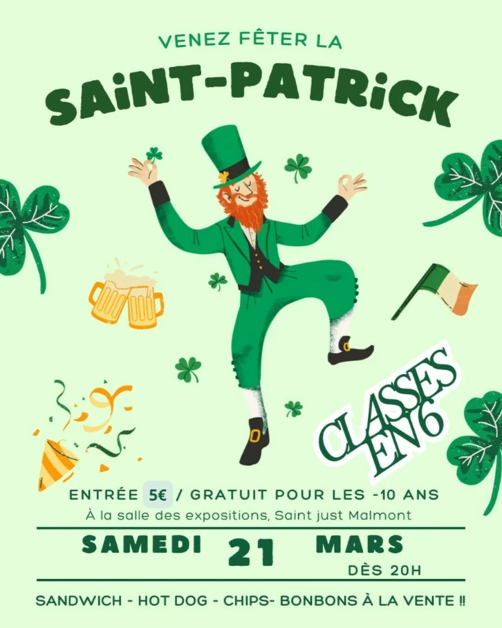 Soirée Saint-Patrick de la classe en 6